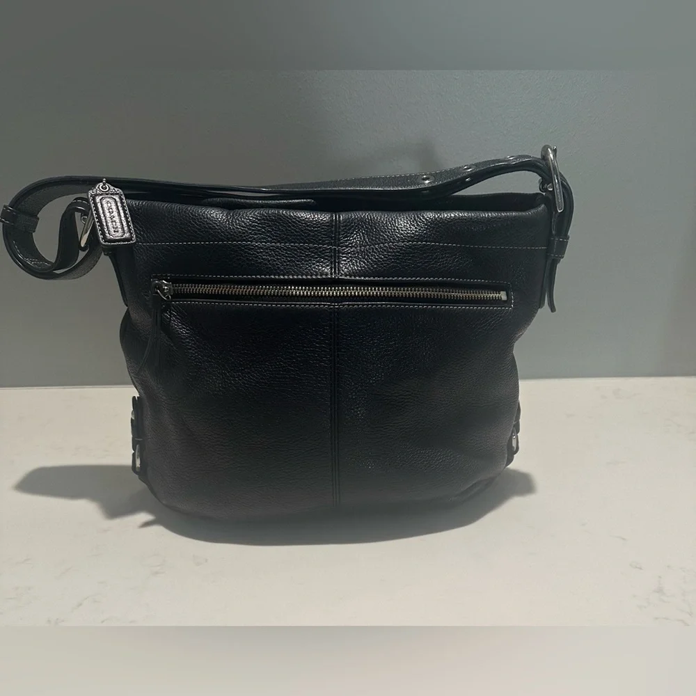Coach Vintage Black Leather Duffle Hobo Bag